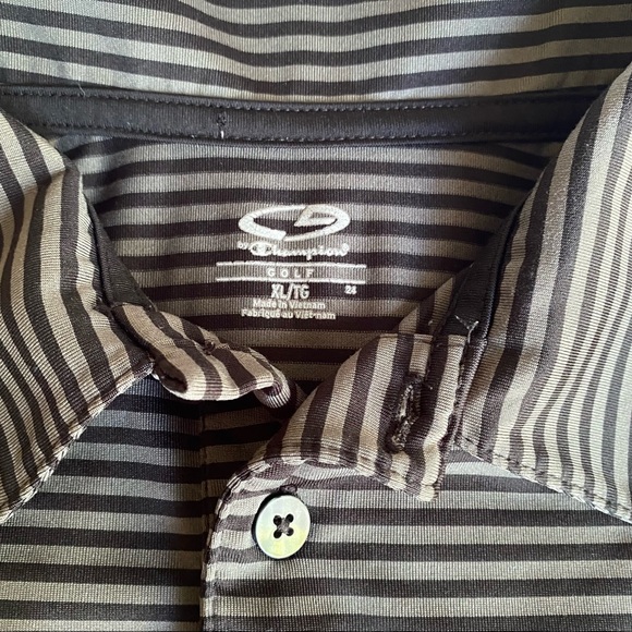 Champion Mens Black & Grey Striped Collar Short Sleeve Polo Shirt in an XL - Picture 4 of 7